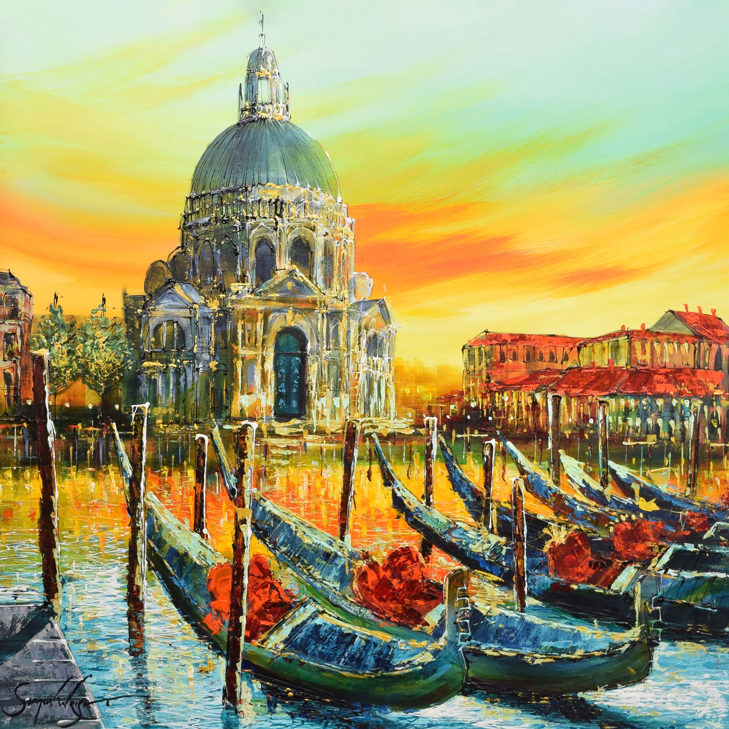 Simon Wright - Venice Gonolas - Original Painting Artwork by Simon Wright